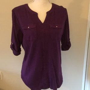Croft and barrow purple 3/4 sleeve shirt